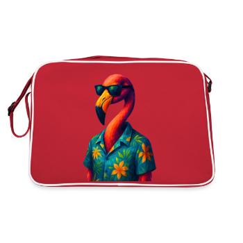 WPAP Style Animals - Flamingo with Sunglasses - Retro Bag - red/white - Back