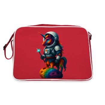 WPAP Stil Tiere - Einhorn im Astronauten Anzug - Retro Tasche - Rot/Weiß - Hinten