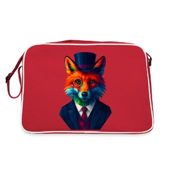 WPAP Style Animals - Fox Elegant Suit Monocle - Retro Bag - red/white - Back