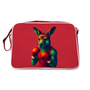 WPAP Style Animals - Kangaroo Boxer in Pose - Retro Bag - red/white - Back