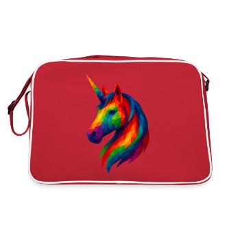 WPAP Stil Tiere - Einhorn - Retro Tasche - Rot/Weiß - Hinten