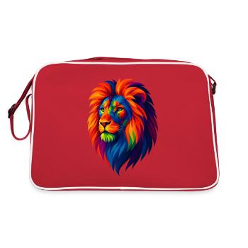 WPAP Polygon Style Animaux - Portrait de Lion - Sac Retro - rouge/blanc - Dos