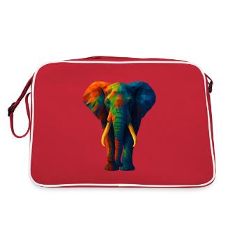 WPAP Style Animals - Elephant Portrait - Retro Bag - red/white - Back