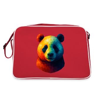 WPAP Style Animals - Panda Bear Portrait - Retro Bag - red/white - Back