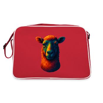 WPAP Style Animals - Sheep Portrait - Retro Bag - red/white - Back