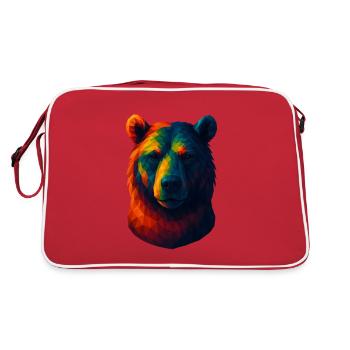 WPAP Style Animals - Grizzly Bear Portrait - Retro Bag - red/white - Back
