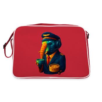 WPAP Style Animals - Elephant Flight Captain with Coffee - Retro Bag - red/white - Back