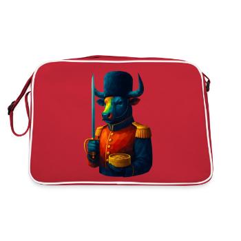 WPAP Style Animals - Bull in Uniform with Sabre - Retro Bag - red/white - Back