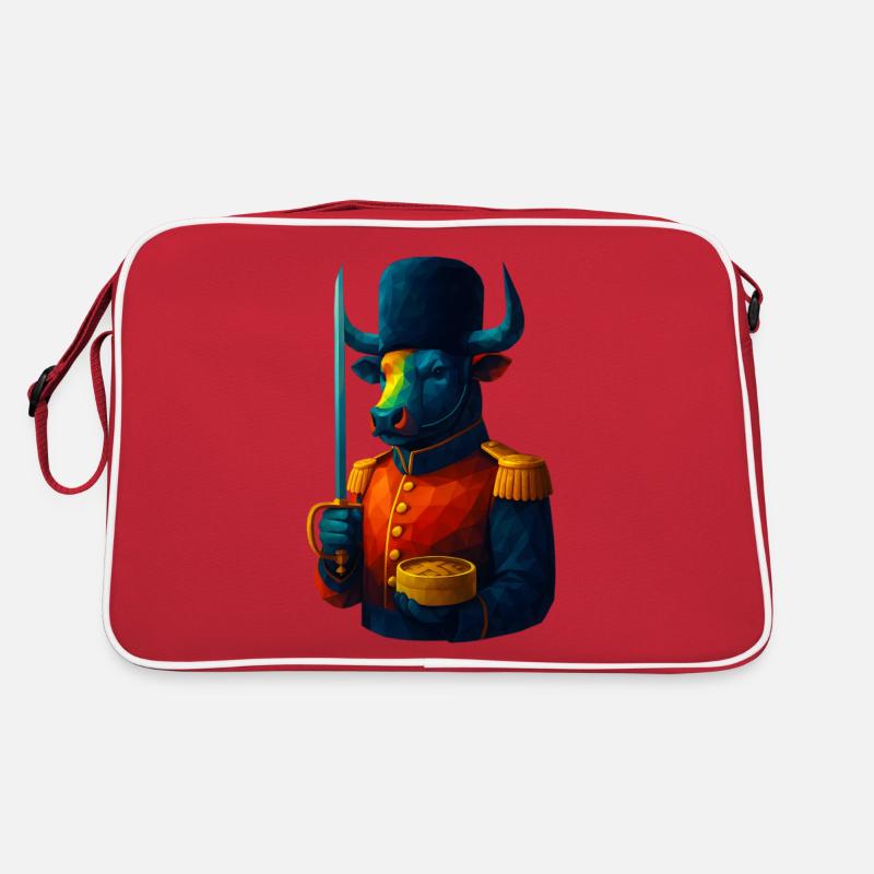WPAP Stil Tiere - Stier in Uniform mit Säbel Retro Tasche