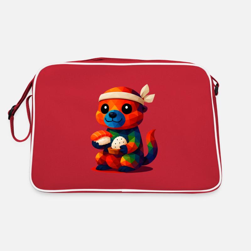 Polygone Animaux de style Kawaii Bébé Loutre Sushi Master Sac Retro