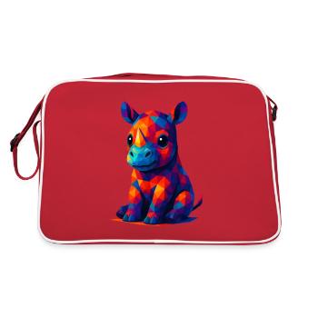 WPAP Polygon Kawaii Style Baby Rhino - Retro Bag - red/white - Back
