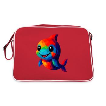 WPAP Polygon Kawaii Style Animaux Bébé Requin - Sac Retro - rouge/blanc - Dos