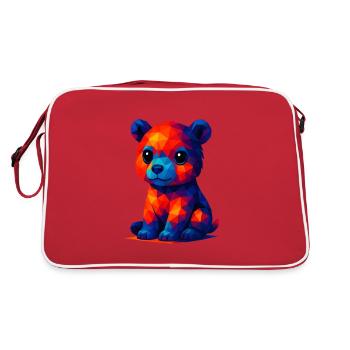 WPAP Polygon Kawaii Style Bébé Grizzly Ours Brun - Sac Retro - rouge/blanc - Dos