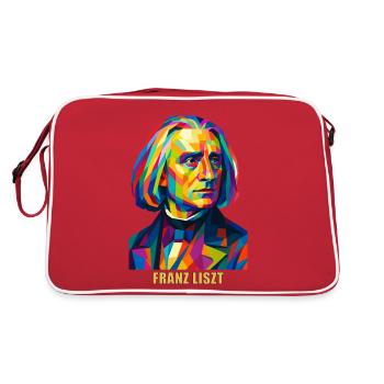 WPAP Polygon Portrait Franz Liszt Composer - Retro Bag - red/white - Back