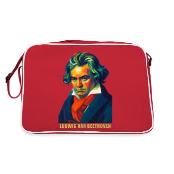 WPAP Polygon Portrait Ludwig van Beethoven - Sac Retro - rouge/blanc - Dos