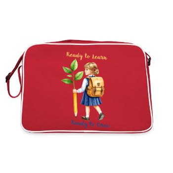 Ready to Learn, Ready to Grow – watercolor - Retro Bag - red/white - Back
