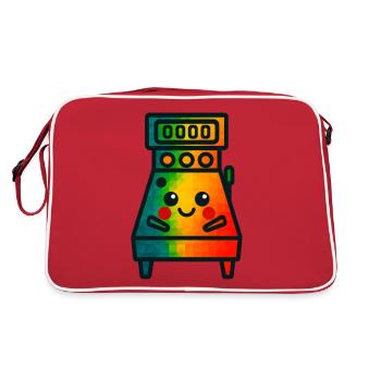 WPAP Polygon Kawaii Stil Baby Flipperautomat - Retro Tasche - Rot/Weiß - Hinten