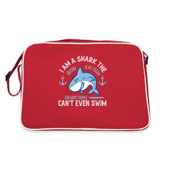 Requin disant que je suis un requin le sol est mon - Sac Retro - rouge/blanc - Dos