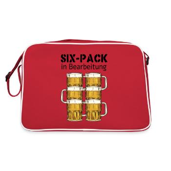 Six-Pack in Bearbeitung - Retro Tasche - Rot/Weiß - Hinten