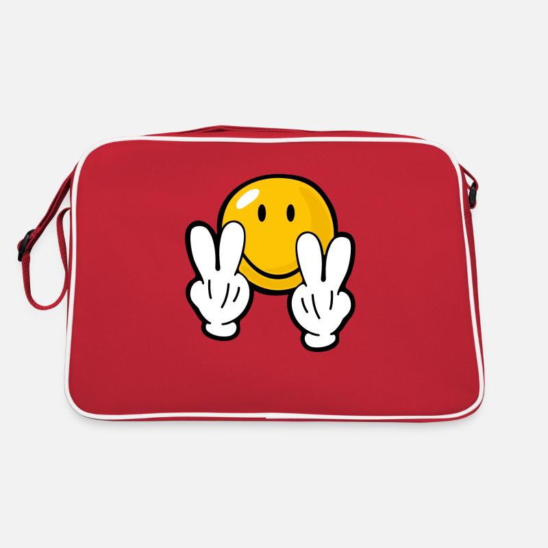 Smiley Confident - Retro Tasche - Rot/Weiß