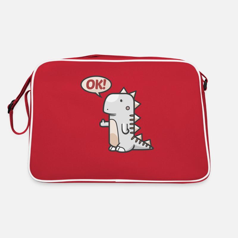 Dinosaurier - Retro Tasche - Rot/Weiß