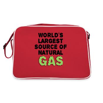 World's largest source of gas Funny saying - Retro Bag - red/white - Back