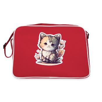 Adorable Cute Kitten - Retro Bag - red/white - Back