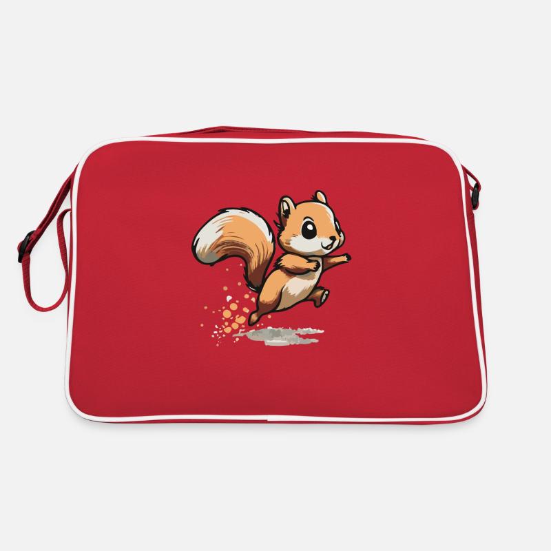 Eichhoernchen Squrirrel Comic Cute Kawaii 12 - Retro Tasche - Rot/Weiß