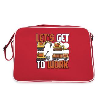 Excavator Construction Site Construction Worker Girl I Gift - Retro Bag - red/white - Back