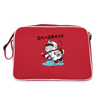 SPACE CAT JAPANISCH - Retro Tasche - Rot/Weiß - Hinten