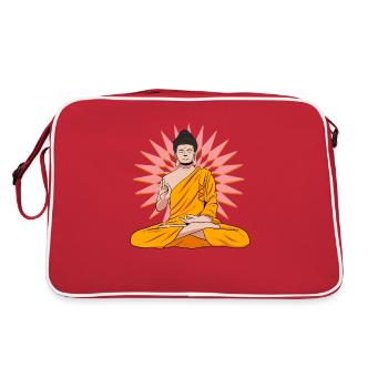 Buddha Monk Namaste Buddhism I Gift - Retro Bag - red/white - Back