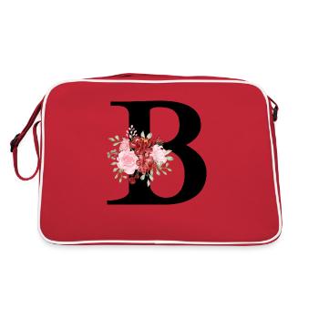 Roter Blumenbuchstabe B - Retro Tasche - Rot/Weiß - Hinten