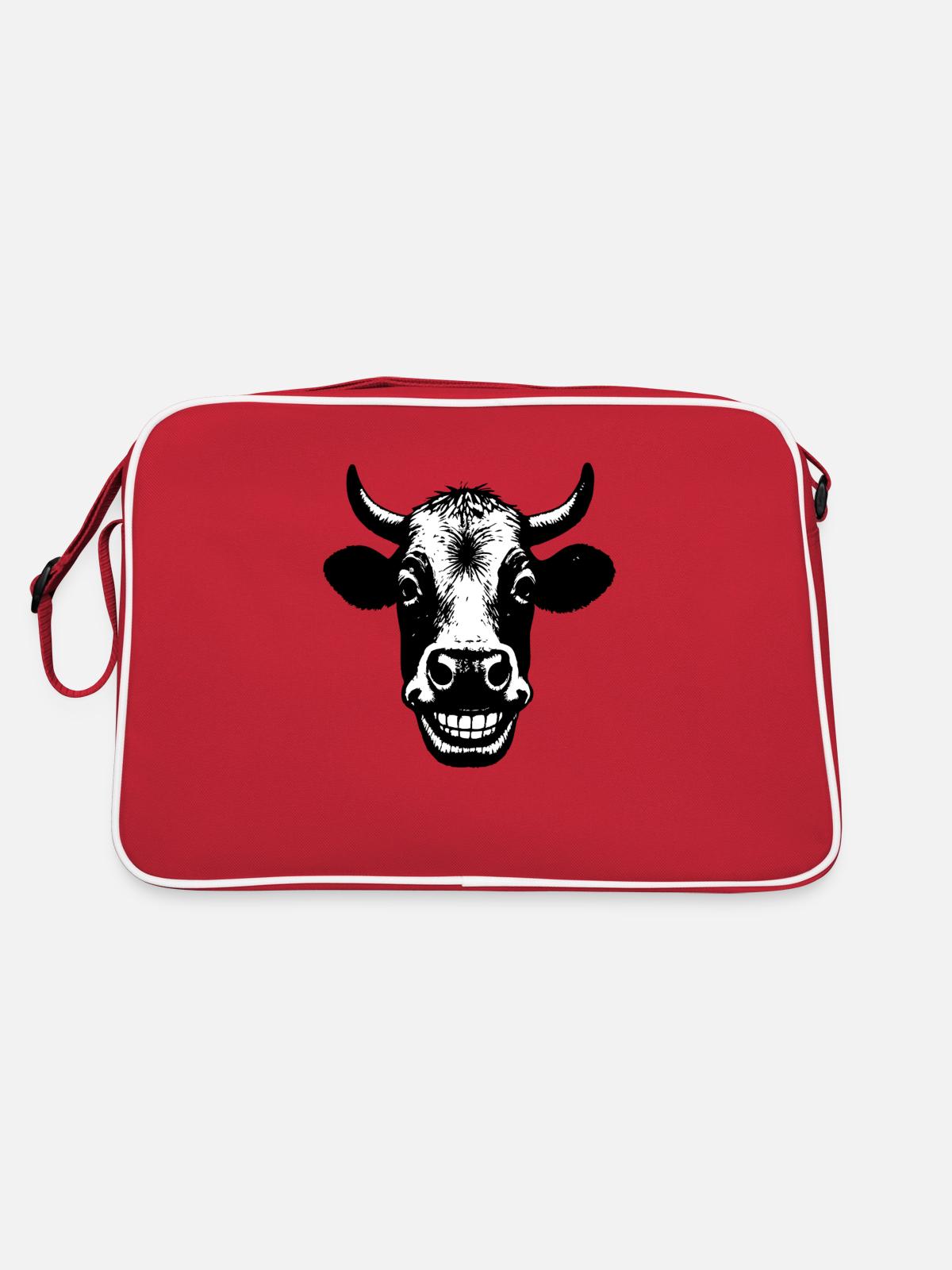 Grinning Cow - Retro Bag - red/white - Back