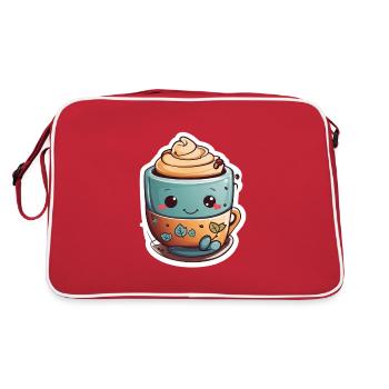 Caffeine Bliss: Cute Coffee Cup - Retro Bag - red/white - Back