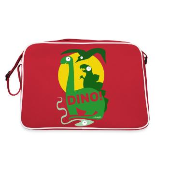 DINO ! Dinosaurier Brontosaurus Kinder Comic - Retro Tasche - Rot/Weiß - Hinten