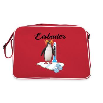 Eisbader Winterschwimmer Eisbad "winterschwimmen" - Retro Tasche - Rot/Weiß - Hinten