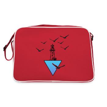 meer moin moin meerweh lighthouse on the coast - Retro Bag - red/white - Back