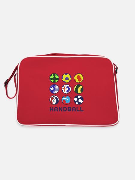 Handballspieler Design Coole Handball Minimalist - Retro Tasche - Rot/Weiß - Hinten