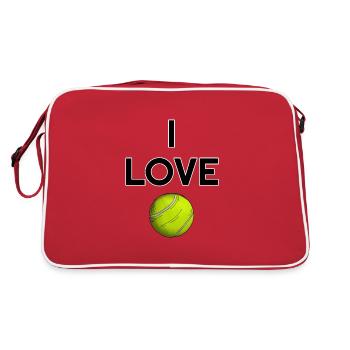 I love Tennis Design Tennisspieler Fans Trainer - Retro Tasche - Rot/Weiß - Hinten
