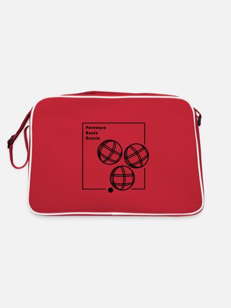 Boule Streetwear Design Boccia Spieler Verein - Retro Tasche - Rot/Weiß - Hinten
