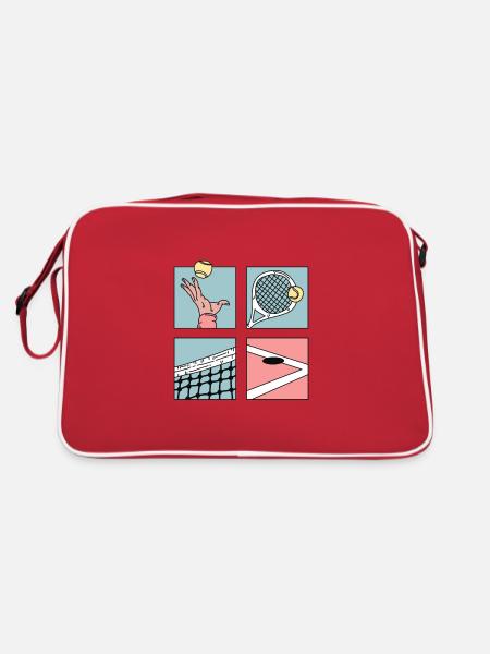 Tennis Cartoon Cool Tennis Player Club Club - Retro Bag - red/white - Back
