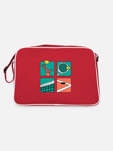 Cool Tennis Illustration Tennis Player Coach - Retro Bag - red/white - Back