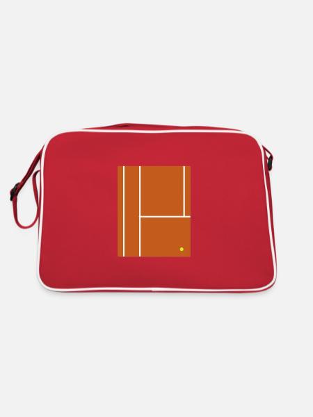 Tennisplatz Minimalist Design Tennisspieler - Retro Tasche - Rot/Weiß - Hinten