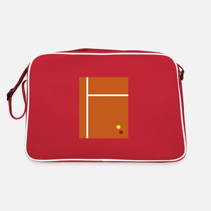 Tennis Illustration 2D Flat Minimalism Design - Retro Tasche - Rot/Weiß