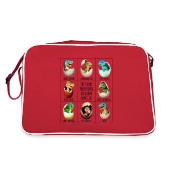 Bébé dinosaure dans l’œuf - Sac Retro - rouge/blanc - Dos