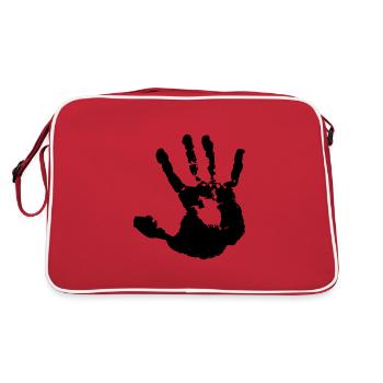 Hand print ink handprint no prohibited do not - Retro Bag - red/white - Back