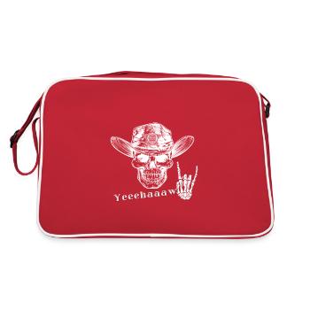 Crâne avec un chapeau de cowboy - Sac Retro - rouge/blanc - Dos