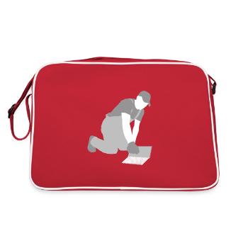 Fliesenleger Fliesen Arbeit - Retro Tasche - Rot/Weiß - Hinten