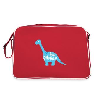Dino Dinosaurier Langhals blau big brother - Retro Tasche - Rot/Weiß - Hinten
