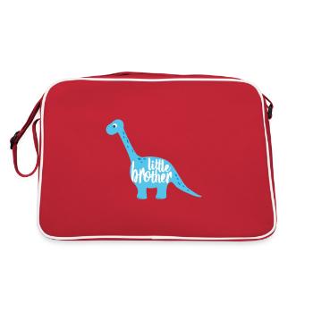 Dino Dinosaurier Langhals blau little brother - Retro Tasche - Rot/Weiß - Hinten